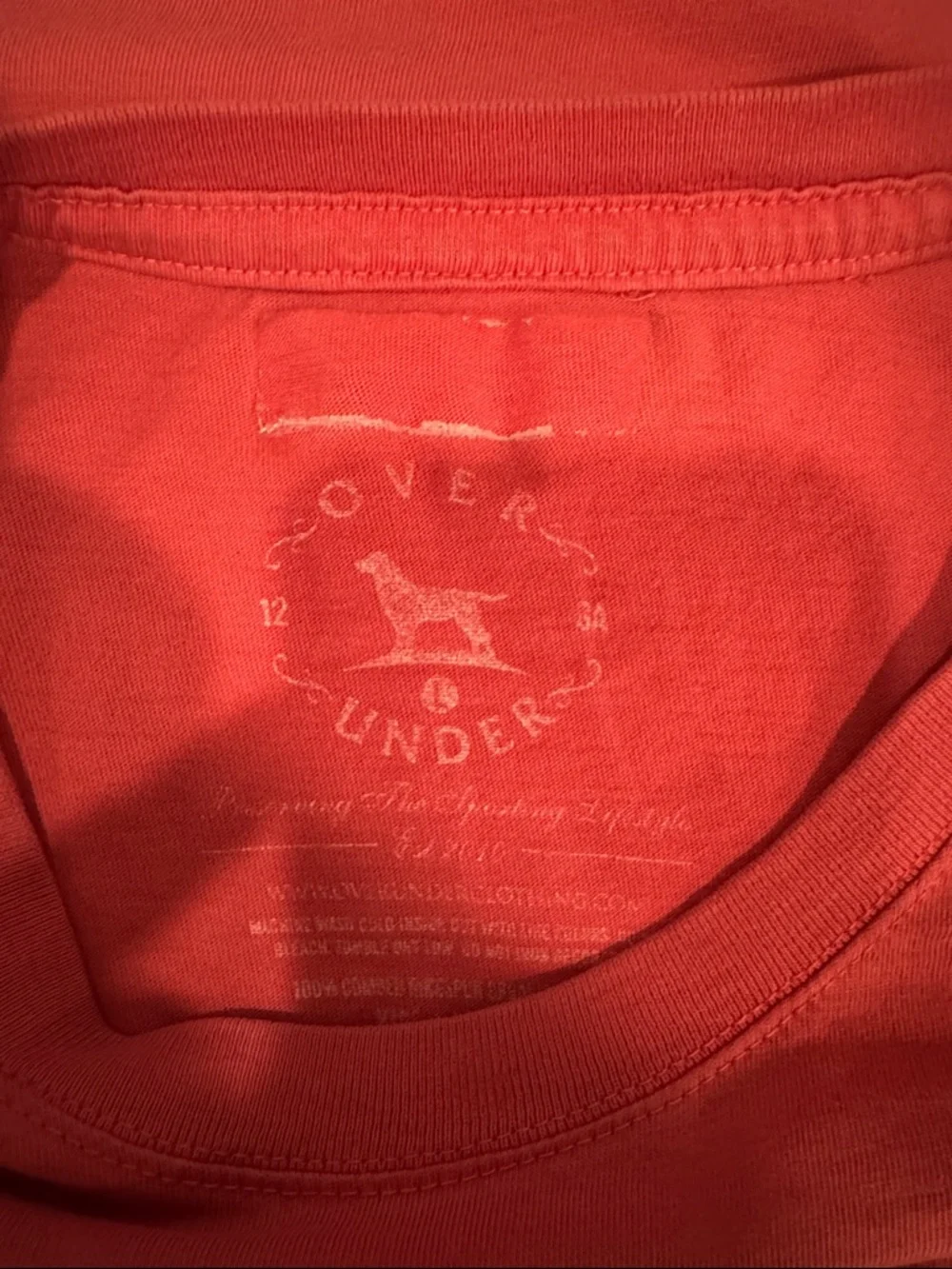 Over Under Kids' Short Sleeve Tee in Coral Pink with Dog Graphic - Picture 2 of 3